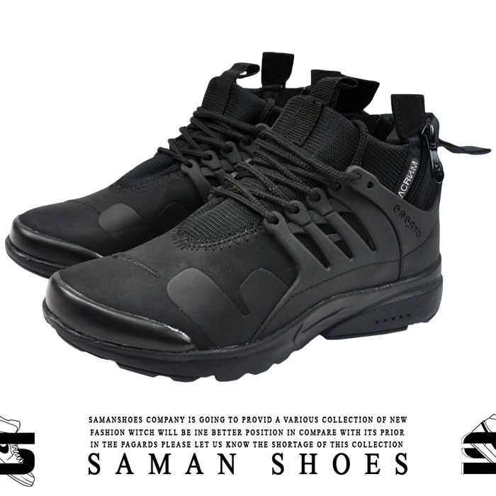 خرید کفش و کتونی مردانه و زنانه اسپرت پرستو نایک مشکی سیاه کد S12 از سامان شوزز شهر بانه
