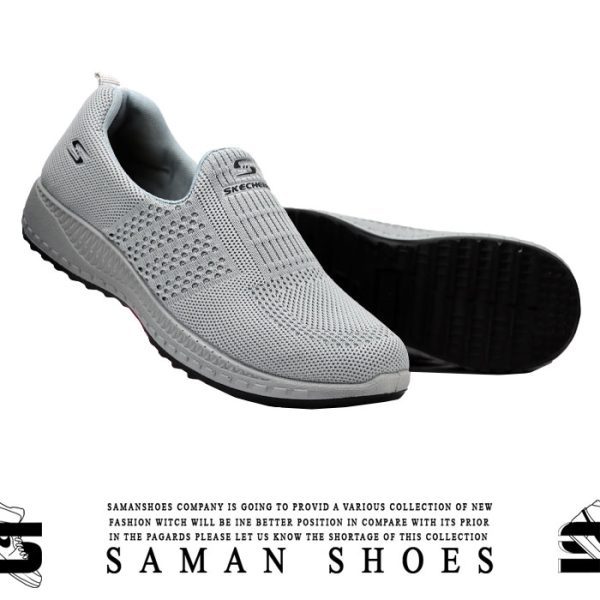 کفش و کتونی جورابی Skechers طوسی زیره سیاه کد S324 از سامان شوزز کفش بانه