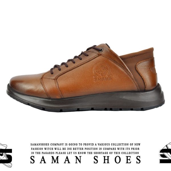 خرید کفش و کتونی مردانه چرم شمس قهوه ای کد J102 از سامان شوزز شهر بانه