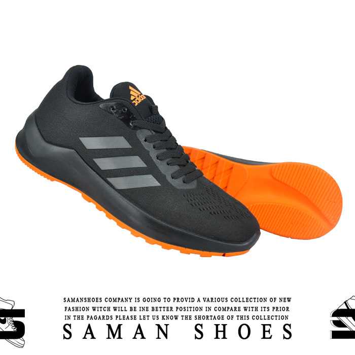 کفش و کتونی مردانه و زنانه اسپرت Adidas مشکی سیاه نارنجی کد J66 از سامان شوزز شهر بانه