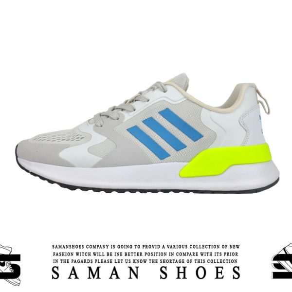 کفش و کتونی مردانه و زنانه اسپرت Adidas سفید طوسی کد J72 از سامان شوزز شهر بانه