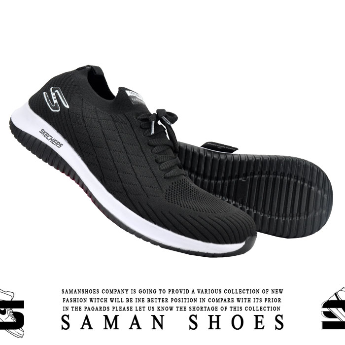 کفش و کتونی مردانه و زنانه اسپرت Skechers مشکی سیاه جورابی کد S224 از سامان شوزز شهر بانه