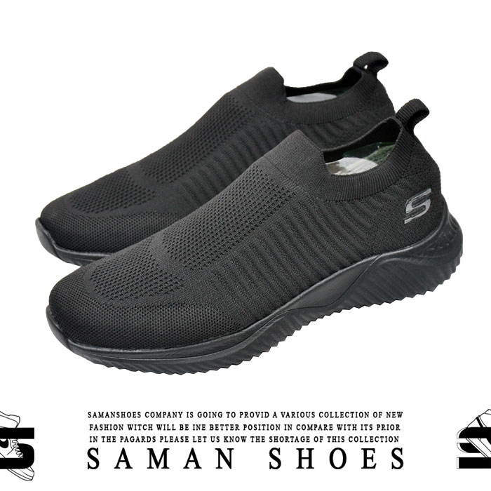 کفش و کتونی مردانه و زنانه اسپرت Skechers مشکی سیاه جورابی کد S284 از سامان شوزز شهر بانه