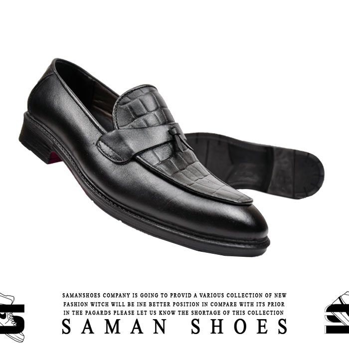 کفش مردانه مجلسی رسمی چرم سیاه مشکی کد T12 از سامان شوزز شهر بانه