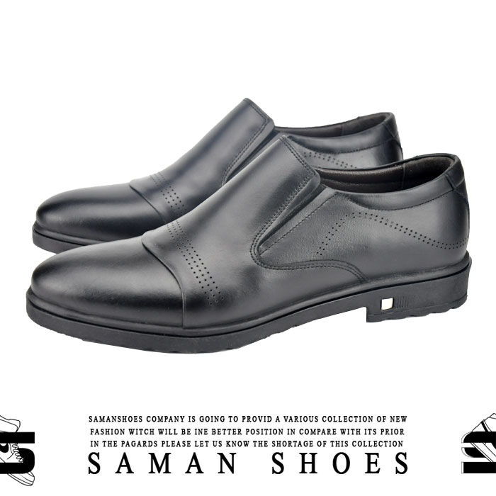کفش و کتونی مردانه مجلسی رسمی چرم مشکی سیاه کد T13 از سامان شوزز شهر بانه