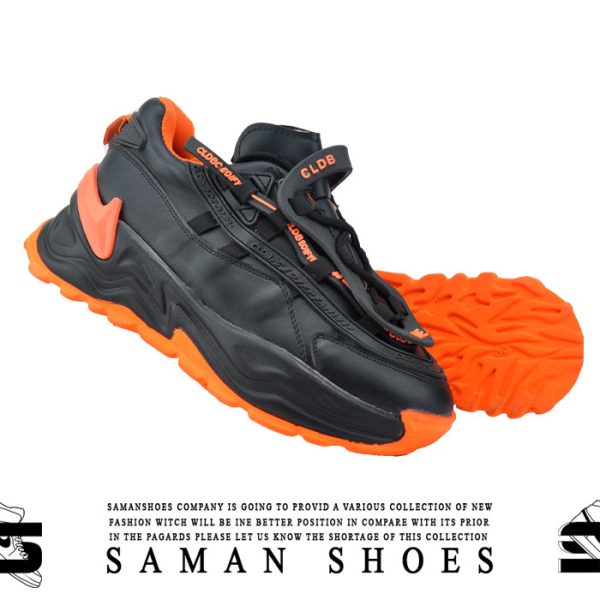 کفش و کتونی مردانه و زنانه اسپرت Sport مشکی سیاه نارنجی کد Sv55 از سامان شوزز شهر بانه