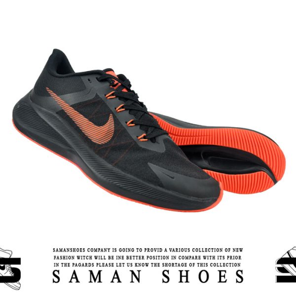 کفش و کتونی مردانه Nike Zoom win مشکی سیاه زیره نارنجی کد F14 از سامان شوزز کفش بانه