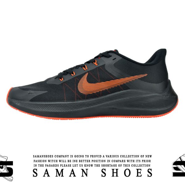 کفش و کتونی مردانه Nike Zoom win مشکی سیاه زیره نارنجی کد F14 از سامان شوزز کفش بانه