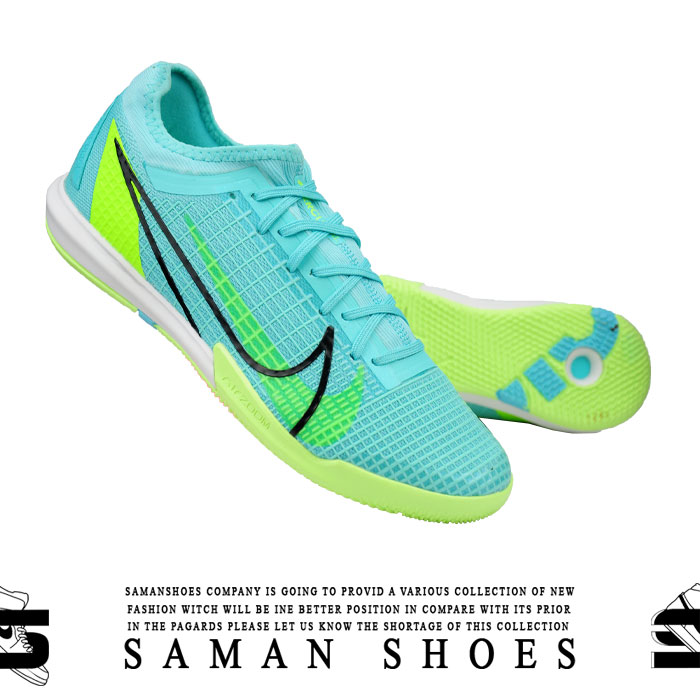 کفش ورزشی مردانه سالنی فوتسال اسپرت NIke آبی سبز کد Si12 از سامان شوزز کفش بانه