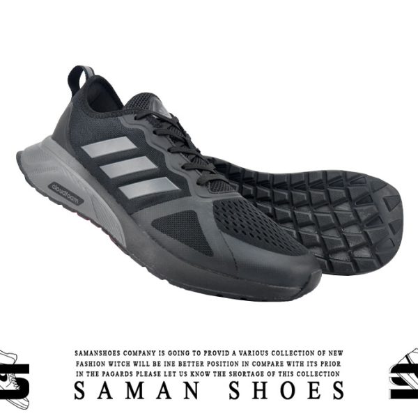 کفش و کتونی مردانه Adidas Cloudfoam مشکی سیاه زیره طوسی کد F22 از سامان شوزز کفش بانه