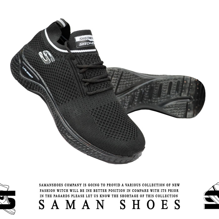 کفش و کتونی مردانه Skechers Light Weight سیاه زیره مشکی کد L25 از سامان شوزز کفش بانه