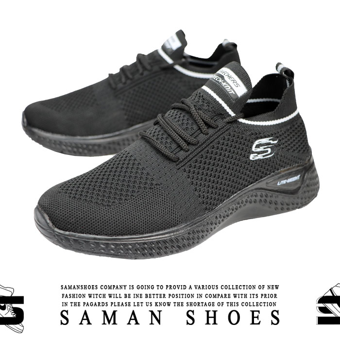کفش و کتونی مردانه Skechers Light Weight سیاه زیره مشکی کد L25 از سامان شوزز کفش بانه