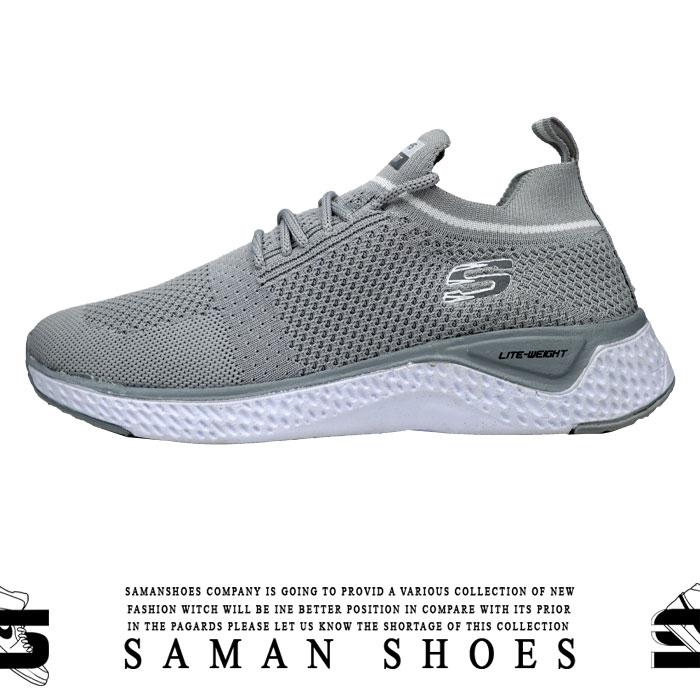 کفش و کتونی مردانه Skechers Light Weight طوسی زیره سفید کد L26 از سامان شوزز کفش بانه
