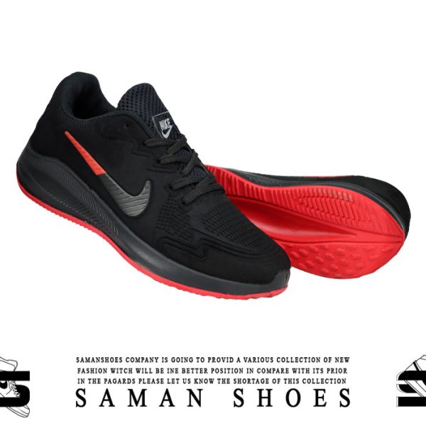 کفش و کتونی مردانه و زنانه Nike Revolution مشکی سیاه زیره قرمز کد S332 از سامان شوزز کفش بانه