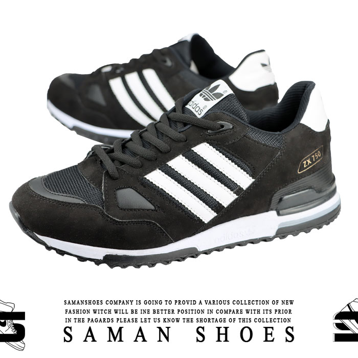 کفش و کتونی مردانه Adidas 750 ZX مشکی زیره سفید کد S344 از سامان شوزز کفش بانه