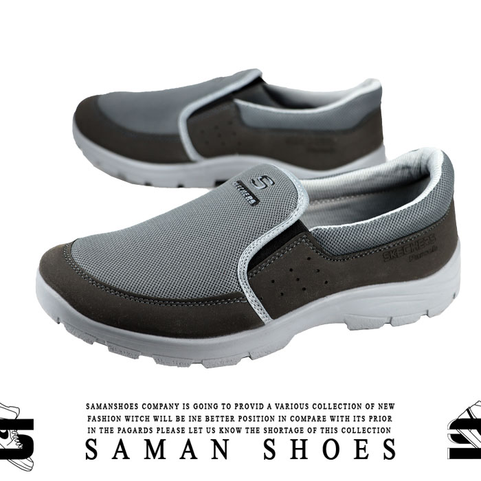کفش و کتونی مردانه Skechers Socks Leather طوسی زیره طوسی کد S378 از سامان شوزز کفش بانه