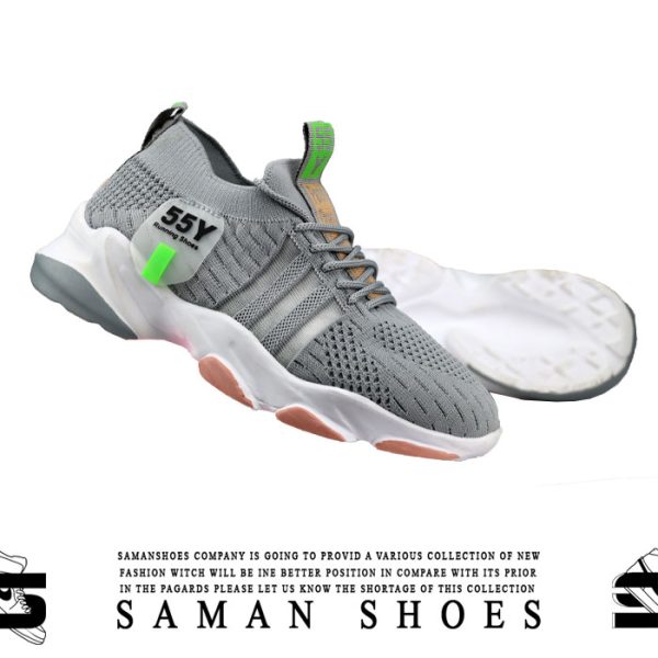 کفش و کتونی مردانه Running Y55 طوسی زیره سفید کد S380 از سامان شوزز کفش بانه