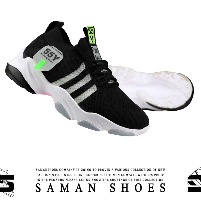 کفش و کتونی مردانه Running Y55 مشکی زیره سفید کد S381 از سامان شوزز کفش بانه