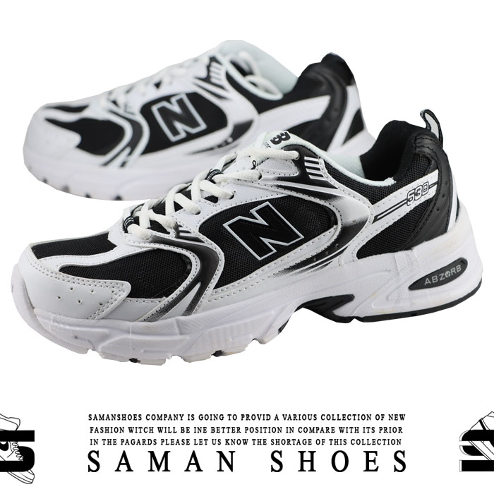 کفش و کتونی مردانه و زنانه NewBalance Absorb 530 سفید مشکی زیره سفید کد Al10 از سامان شوزز کفش بانه