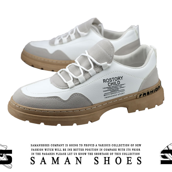 کفش و کتونی مردانه Rostory Child Fashion سفید زیره کرم کد Mj35 از سامان شوزز کفش بانه