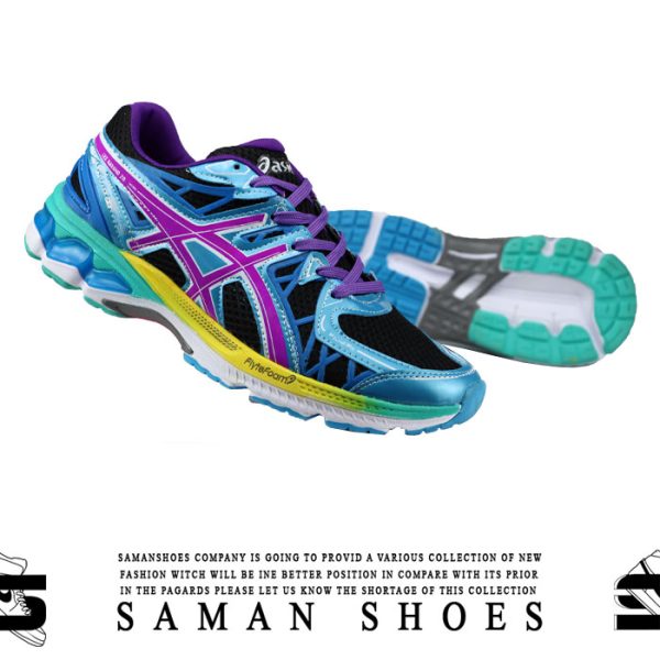کفش و کتونی زنانه مردانه Asics Gel Kayano Flytefoam آبی زیره رنگی کد S342 از سامان شوزز کفش بانه
