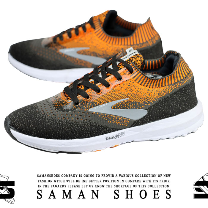 کفش و کتونی مردانه Brooks DNA Amp مشکی نارنجی زیره سفید کد Ar6 از سامان شوزز کفش بانه